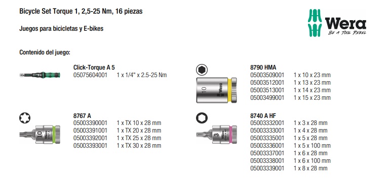 Llave dinamométrica 1/4 WERA A5 2,5-25 Nm
